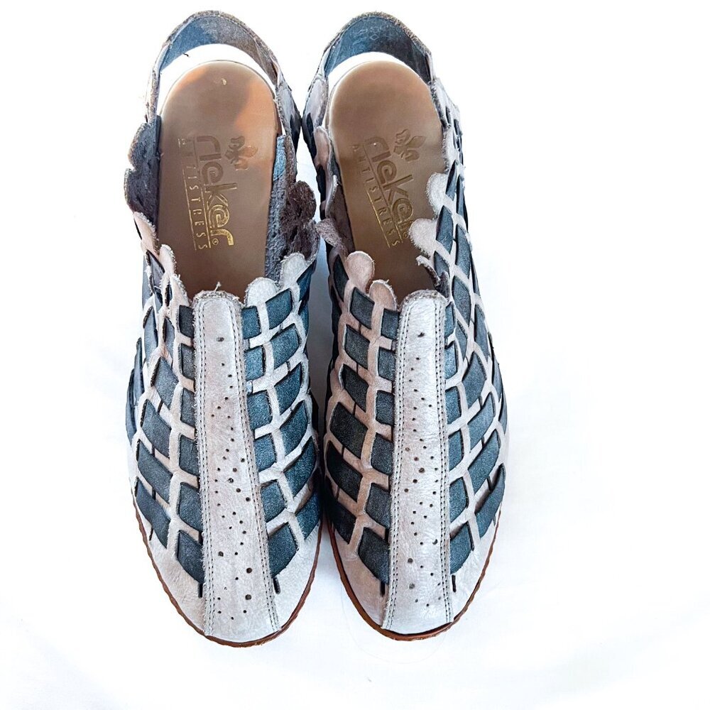 Rieker Sina 78 Woven Leather Closed Toed Slingback Pump Size 41/10 - Picture 10 of 13